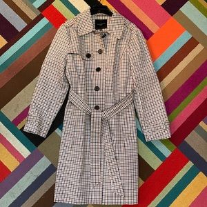 NWT - Gingham plaid trench - petite L
